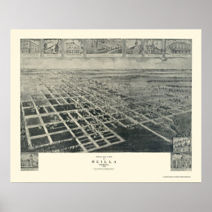 Pôster Ocilla, mapa panorâmico de GA - 1908