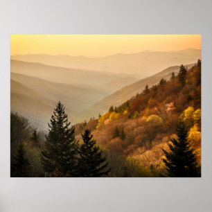 Poster Oconaluftee Valley Overlook Carolina do Norte