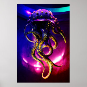 Poster Octopi Digital Art Retrato, Polvo Monstro