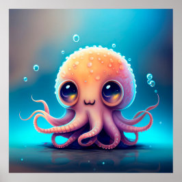 Poster Octopus Animado Bonito