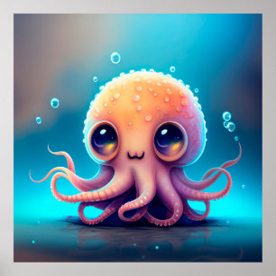Poster Octopus Animado Bonito