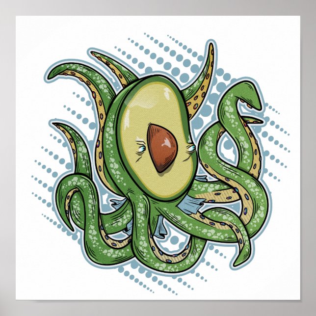 Poster Octopus Avocado Engraçado (Frente)