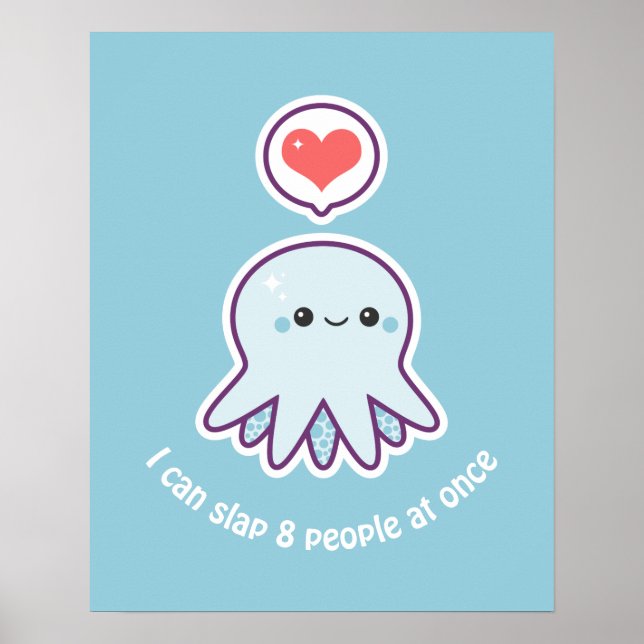 Poster Octopus Azul de Kawaii (Frente)