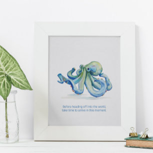 Poster Octopus Azul Inspirador Encantador