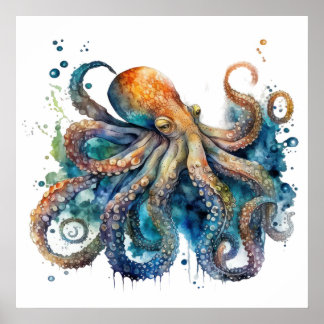 Poster Octopus de Aquarela