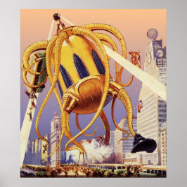 Poster Octopus de invasão da Alienígena de ficção científ