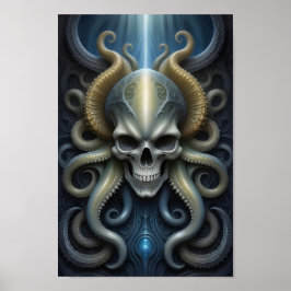 Poster Octopus do crânio alienígena - 001 - Fantasia Art