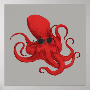Poster Octopus do hipster