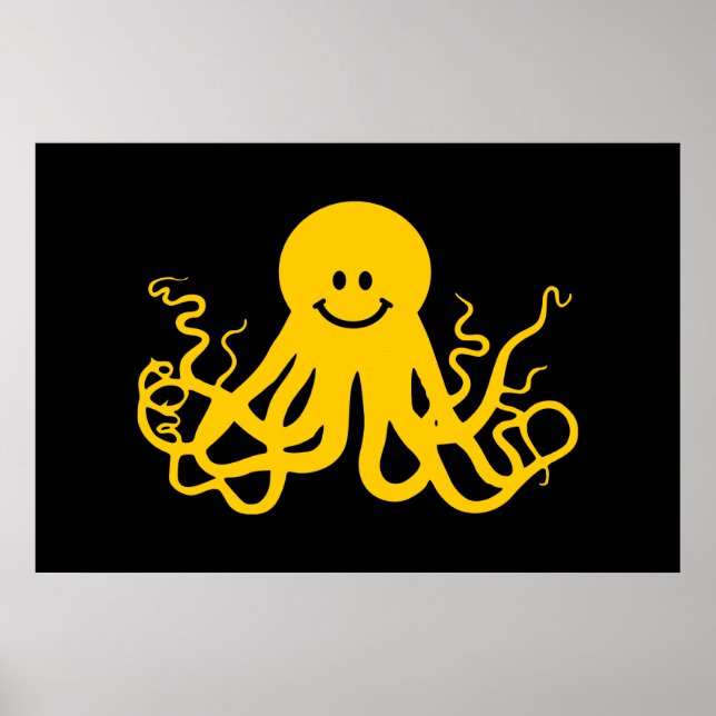 Pôster Octopus / Kraken Amarelo (Frente)