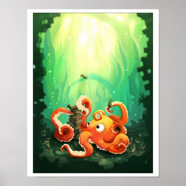 Poster Octopus Playing Jennga (Frente)
