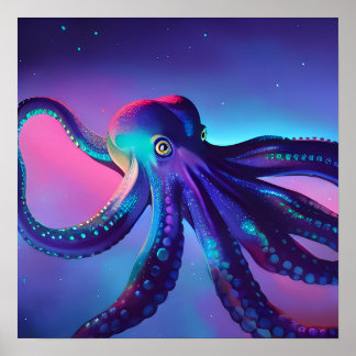 Poster Octopus Roxo Escuro