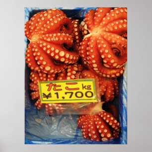 Pôster Octopus Tako た こ Tsukiji Fish Market, Tóquio,