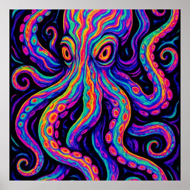 Poster Octopus vibrante de triquete (Frente)