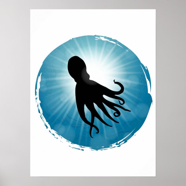 Poster Octopus Vida Aquática Submarina (Frente)