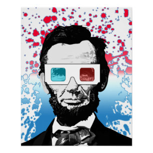Pôster Óculos 3D engraçados de Abraham Lincoln Arte Pop P