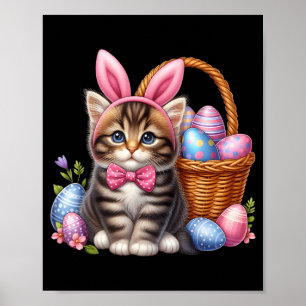 Poster Óculos Amantes de Gatinhos Fofos Feliz Páscoa Gato