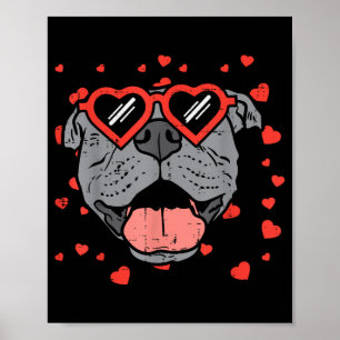 Poster Óculos Cardíacos Com Face Pitbull Dia de os namora