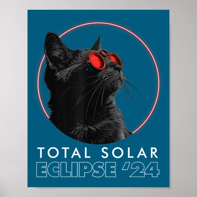 Poster Óculos de Eclipse de Gato Engraçado Totalidade Sol (Frente)