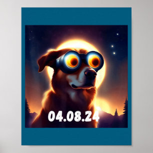Poster Óculos de Eclipse Solar Total de Cachorro Engraçad