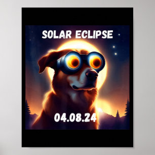 Poster Óculos de Eclipse Solar Total de Cachorro Engraçad