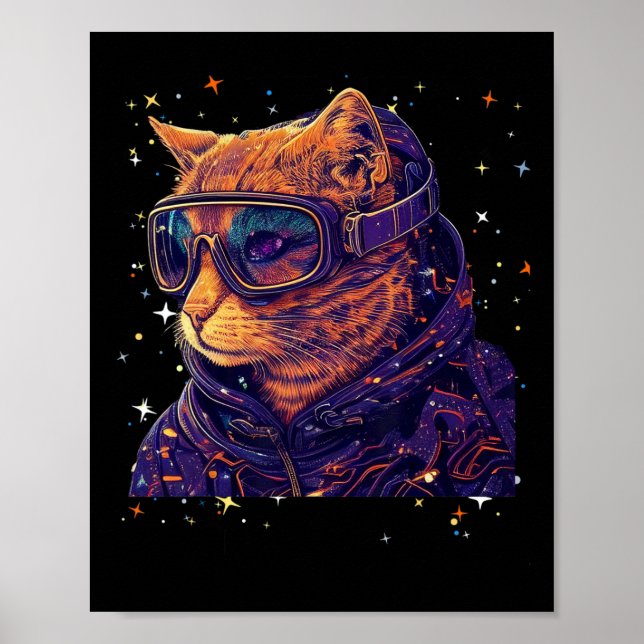 Poster Óculos de Esqui e Snowboard para Gatos Engraçado E (Frente)