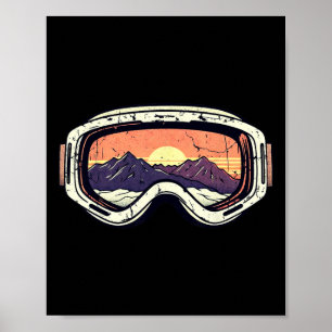 Poster Óculos de Esqui e Snowboard Retro 80s Pôr do Sol M