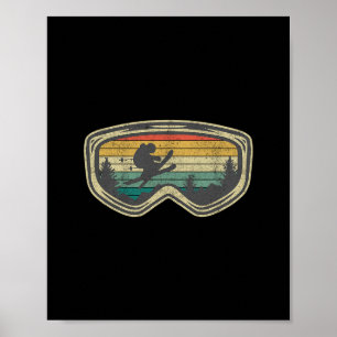 Poster Óculos de Esqui Montanha Neve Esqui Retro Férias d