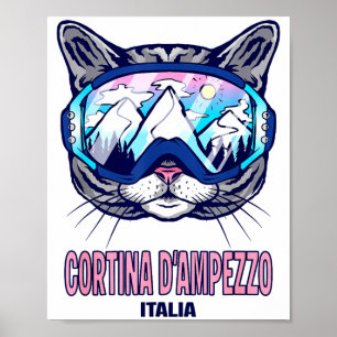 Poster Óculos de esqui para gato panorama da montanha cor