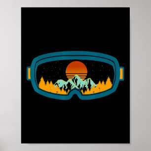 Poster Óculos de Esqui Retro Esqui Snowboard Inverno Mar