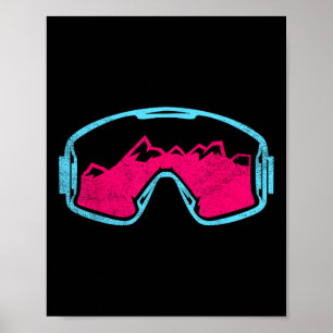 Poster Óculos de Esqui Retro Vintage 80s 90s Snowboard