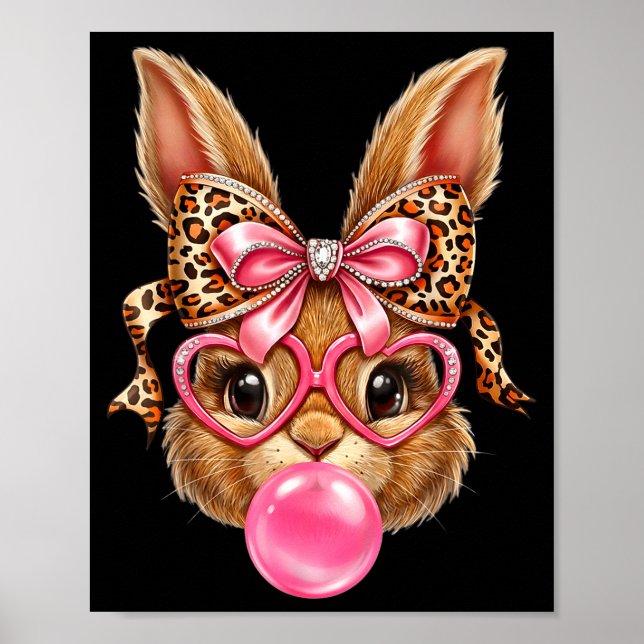 Poster Óculos de Leopardo com Rosto de Coelho Bonito (Frente)
