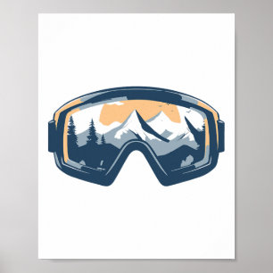 Poster Óculos de neve Montanha Reflexão sobre Esqui de in