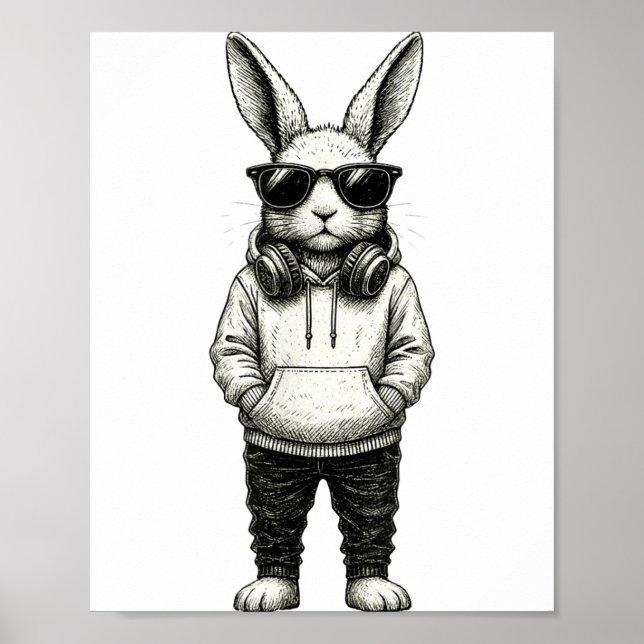 Poster Óculos de Sol Bunny Páscoa Dia de Páscoa Coelho Ho (Frente)