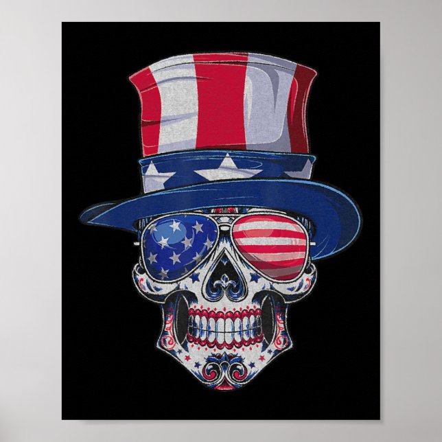 Poster Óculos de sol com caveira de açúcar da bandeira do (Frente)