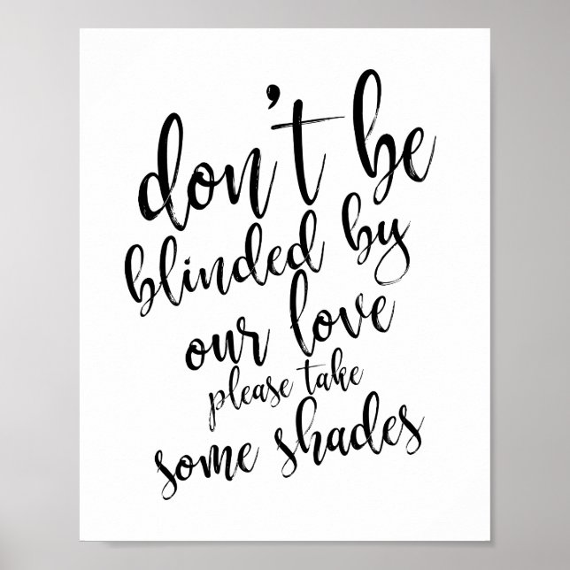 Pôster Óculos de sol de casamento favorece a placa de cas (Frente)