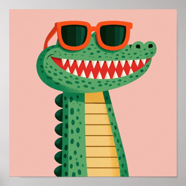 Poster Óculos de sol de crocodilo engraçado, animal de de (Frente)