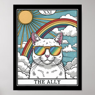 Poster Óculos de sol de gato aliado engraçado Lgbtq Gay L