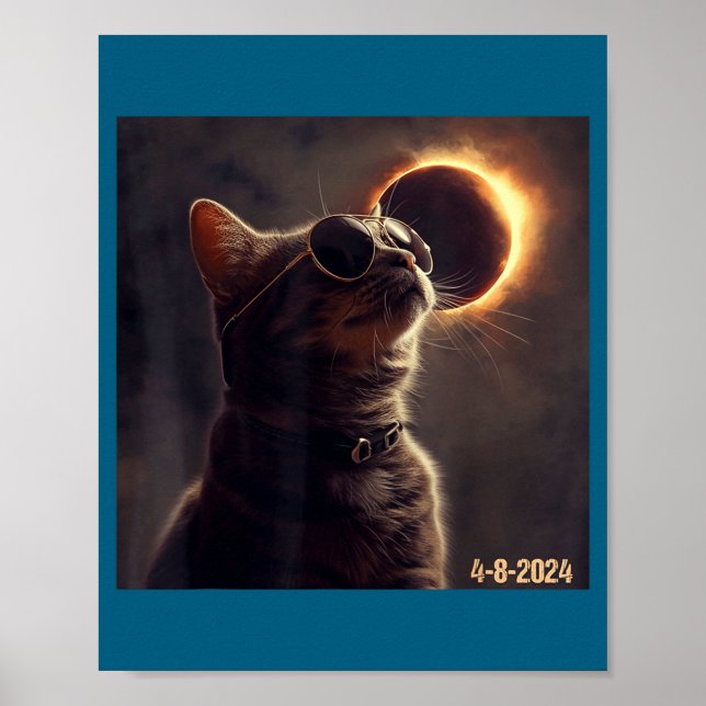 Poster Óculos de Sol de Gato Engraçado Eclipse Solar Tota (Frente)