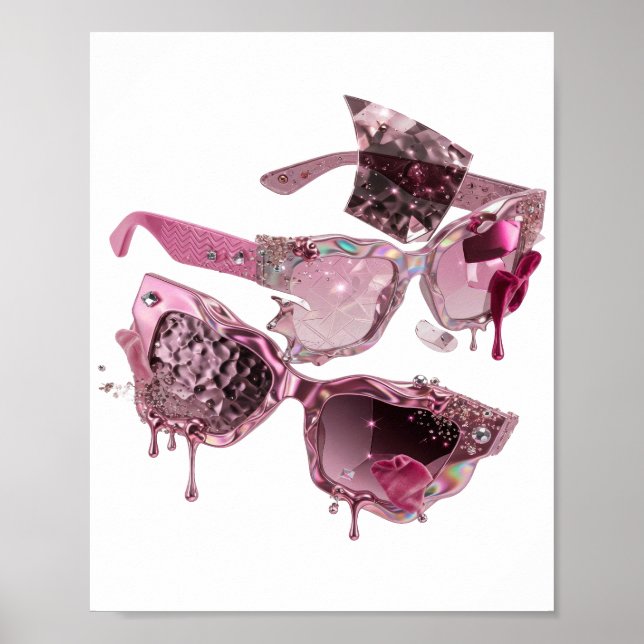 Poster Óculos de Sol de Vidro Quebrado Prata Resfriado De (Frente)