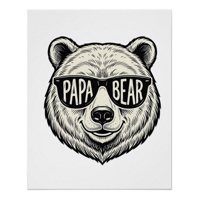 Pôster Óculos de sol do Papai Urso Cabeça de Urso Design  (Frente)