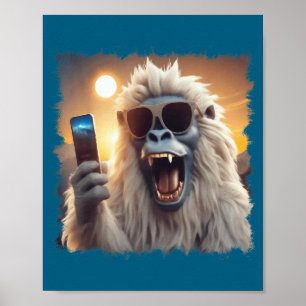 Poster Óculos de Sol Engraçados do Yeti Selfie Eclipse So