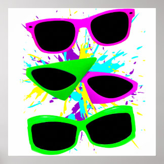 Poster Óculos de Sol Neon Vintage Corey Tiger 80s Splatte