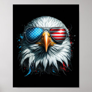 Poster Óculos de sol Patriótico Americano Águia Careca Le