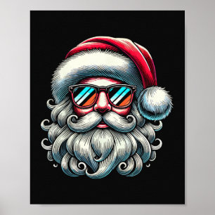 Poster Óculos de Sol Retrô Natal Face do Papai Noel