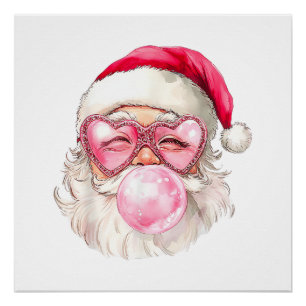 Pôster Óculos de Sol Rosa Chiclete de Natal do Papai Noel