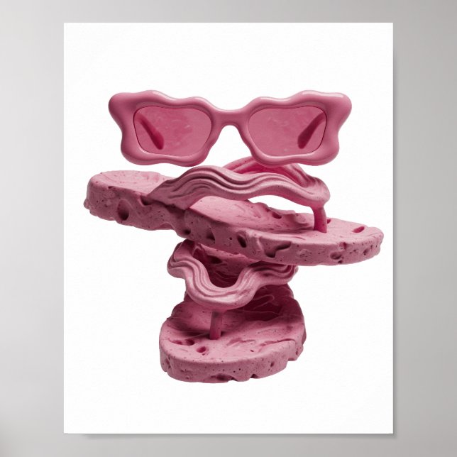 Poster Óculos de sol ROSA FLUTUANTE E CHINELAS (Frente)