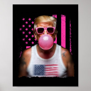 Poster Óculos de Sol Trump Bubble Gum Rosa Bandeira EUA E