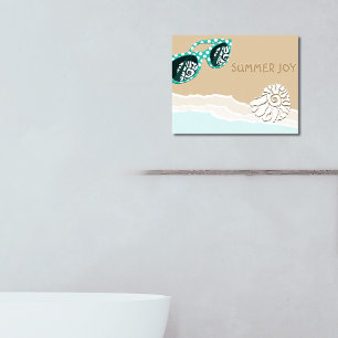 Poster Óculos de Sol Turquesa Concha no Banheiro da Praia