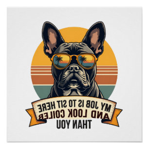 Pôster Óculos de Sol Vintage Bulldog Francês Meu Trabalho