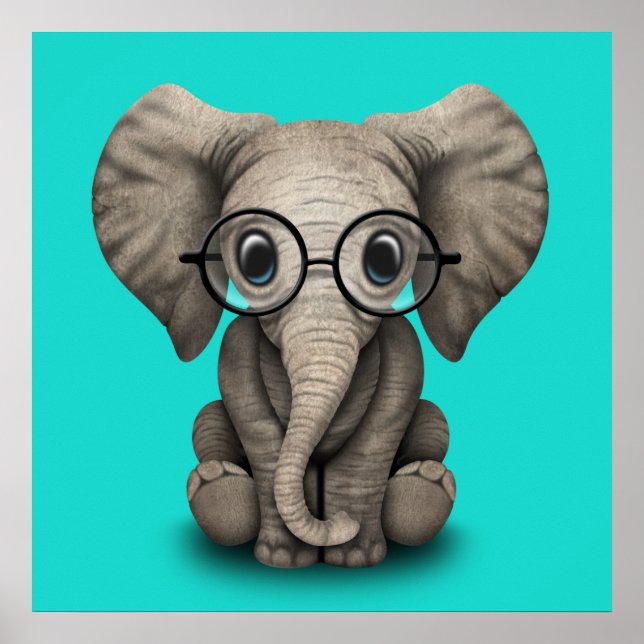Pôster Óculos de Visto de Elefante Nerdy (Frente)